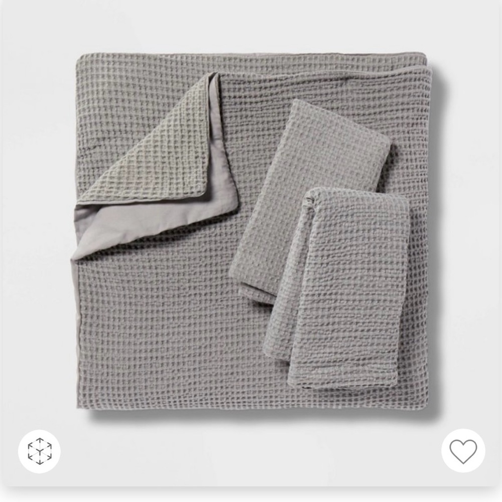 Threshold Waffle Weaved Duvet and Sham Set- Grey, Queen